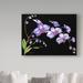 Trademark Fine Art 'Orchids Purple Black' Print on Wrapped Canvas Metal in Green/Indigo/White | 24 H x 32 W x 2 D in | Wayfair ALI37522-C2432GG