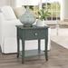 Gracie Oaks Evangelyne Solid Wood End Table w/ Storage Wood in Blue/Brown/Gray | 22.2 H x 18.1 W x 15 D in | Wayfair