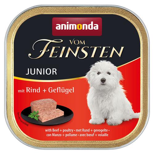 24x 150g Junior: Rind & Geflügel animonda Vom Feinsten Hundefutter nass