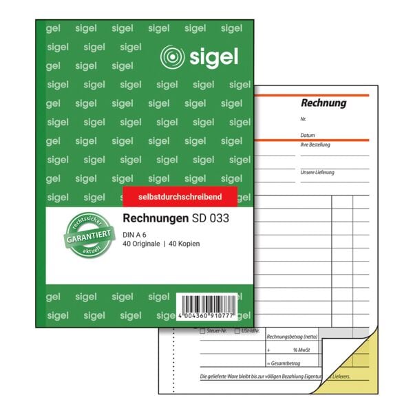 Sigel Formularbuch »Rechnung« SD033 gelb, 14.8x10.5 cm Image