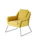 Fauteuil en velours jaune moutarde