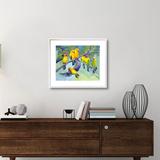 East Urban Home Lovebirds by Tummy Rubb Studio - Wrapped Canvas Print Canvas in Green/Yellow | 24 H x 28 W x 1.5 D in | Wayfair