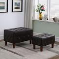 Winston Porter Micah 2-Piece Stackable Tufted Cube Ottoman Faux Leather in Brown | 19.5 H x 19.5 W x 30.5 D in | Wayfair