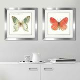 Gracie Oaks Rainbow Seeds Butterflies III by Lisa Audit - 2 Piece Picture Frame Print Set Paper in Green/Orange/White | Wayfair