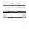 Acrylic Tallit Prayer Shawl with Tzitzit, Black and Silver Stripes, 190 x 70 centimetres