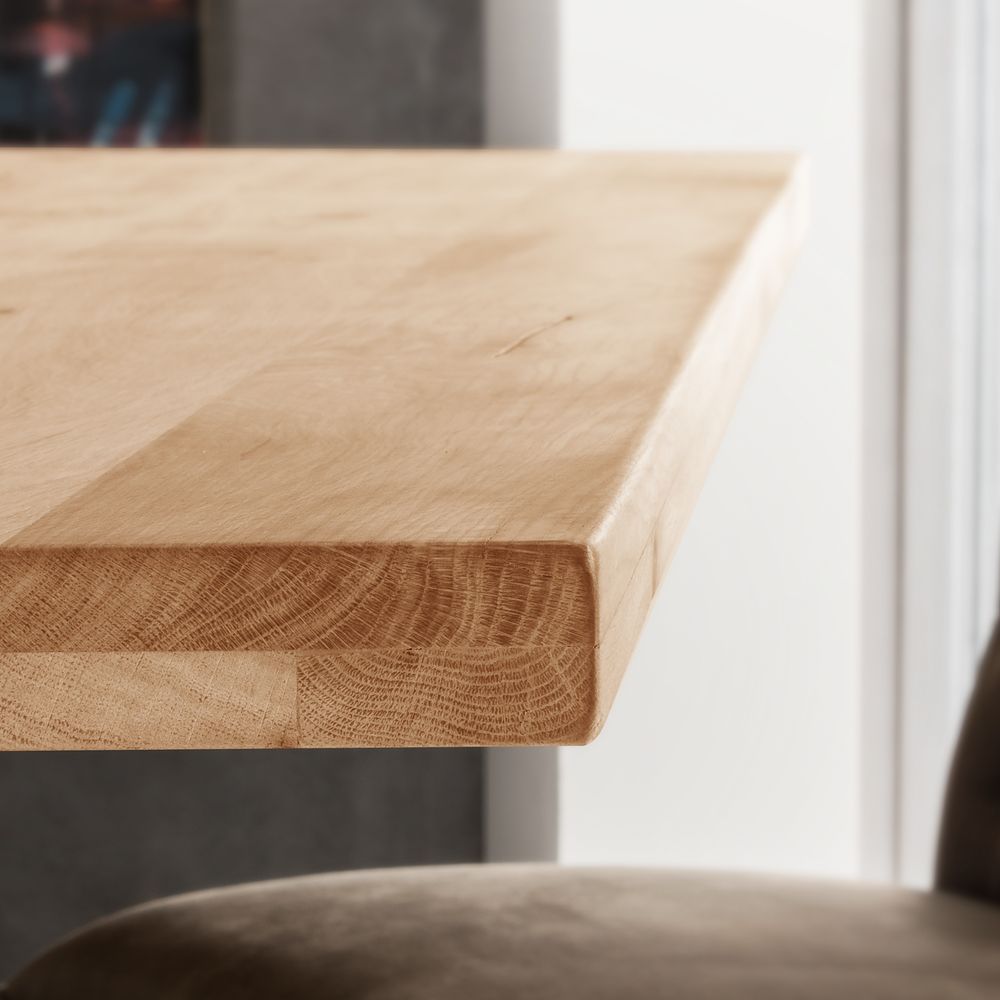 Massivholz »Tabula Rasa« Tischplatte gerade Kante 4 cm / aufgedoppelt / 200x100 cm / Wildeiche White-wash