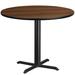 Flash Furniture Carrus Round Laminate Dining Table Top w/ X-Shaped Base in Brown | 31.125 H x 42 W x 42 D in | Wayfair XU-RD-42-WALTB-T3333-GG