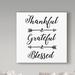 Winston Porter 'Thankful stencil Quote' Textual Art on Wrapped Canvas in Black/Gray | 14 H x 14 W x 2 D in | Wayfair