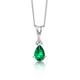 Orovi Woman Necklace/Pendant with Chain 9 ct / 375 White Gold With Diamonds Brilliant Cut and Emerald 0.43 ct Chain 45 cm
