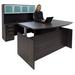 Adjustable Height Bow Front U-Shaped Desk w/Hutch in Charcoal