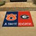 FANMATS House Divided - Auburn/Georgia 42.5 in. x 33.75 in. Non-Slip Indoor Only Door Mat Synthetics in Blue/Red | 33.75 W x 42.5 D in | Wayfair