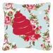 East Urban Home Hermit Crab Shabby Elegance Blue Roses Indoor/Outdoor Throw Pillow Polyester/Polyfill blend | 18 H x 18 W x 5.5 D in | Wayfair