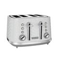 Morphy Richards Vector 4 Slice Toaster, High Gloss Geometric Design, Defrost and Reheat, Variable Width Slots, Removeable Crumb Tray, White, 248134