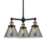 Innovations Lighting 207 Large Cone Cone 3 Light 22 Wide Commercial Chandelier - Black /