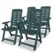 vidaXL Reclining Garden Chairs 4 pcs Plastic Green