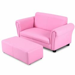 Zoomie Kids Alethea Kids Club Sofa & Ottoman Vinyl/Polyester in Pink | 16.5 H x 33 W x 16 D in | Wayfair B301723B06C14EE09BF2C0FF904C06C5