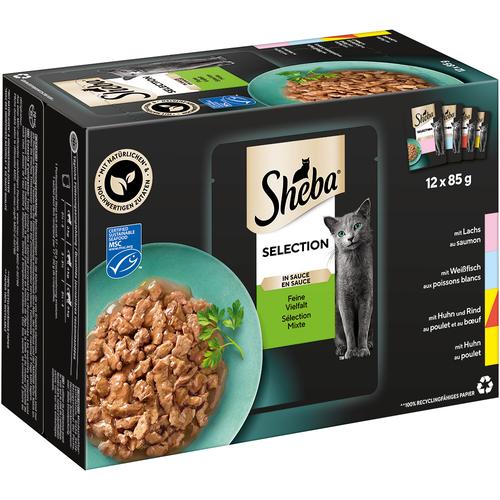 96 x 85g Selection in Sauce Feine Vielfalt Sheba Katzenfutter nass