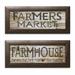 August Grove® Farmer's Market & Farmhouse - 2 Piece Textual Art Print Set on Canvas in Black/Brown | 6 H x 18 W x 0.75 D in | Wayfair