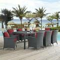 Stopover 9-piece Outdoor Patio Dining Set by Modway Glass in Brown | 29.5 H x 82.5 W x 39.5 D in | Wayfair EEI-2309-CHC-RED-SET