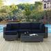 Summon 5-pc Outdoor Patio Sectional Set w/ Sunbrella Cushions in Canvas by Modway Synthetic Wicker/All - Weather Wicker/Wicker/Rattan | Wayfair