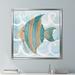 Highland Dunes 'Sea Creatures on Waves IV' Watercolor Painting Print Canvas in Blue | 27.5 H x 27.5 W x 2 D in | Wayfair