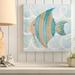 Highland Dunes 'Sea Creatures on Waves IV' Watercolor Painting Print Canvas in Blue | 24 H x 24 W x 1.5 D in | Wayfair