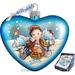 The Holiday Aisle® Winter Fun Heart Glass Ornament Holiday Splendor Collection Glass in Blue/Brown | 3.5 H x 3 W x 1 D in | Wayfair