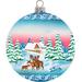 The Holiday Aisle® Winter Forest Moose Glass Ball Ornament Holiday Splendor Collection Glass in Blue/Green/Pink | 3.5 H x 3 W x 3 D in | Wayfair