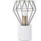 Lampe à Poser 28 cm Design Glamour Abat-jour Type Cage en Métal Couleur Laiton et Base Effet Marbre