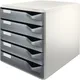 Leitz Bloc-tiroirs, kit de rangement pour courrier et formulaires, coloris bâti gris, coloris tiroirs gris foncé, 5 tiroirs