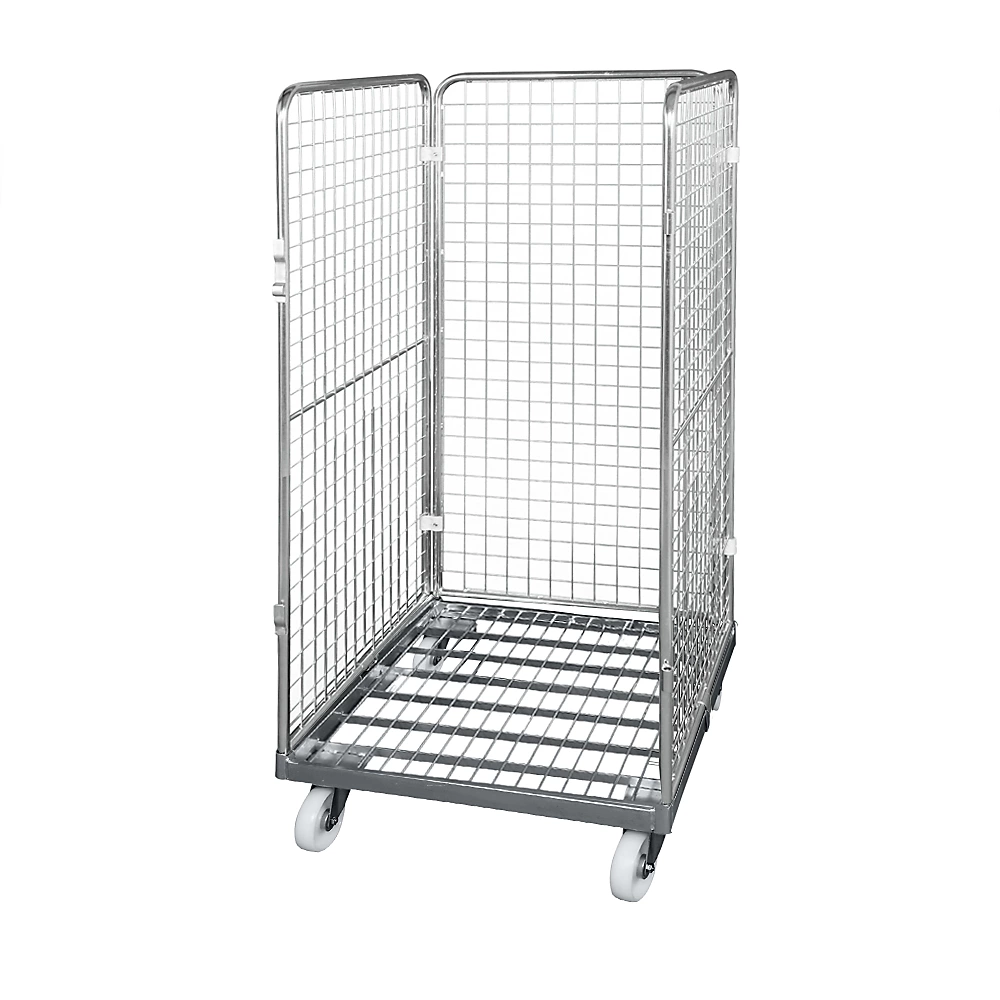 Roll-conteneur grillagé avec socle roulant en acier - kaiserkraft