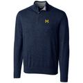 Men's Cutter & Buck Navy Michigan Wolverines Big Tall College Vault Lakemont Tri-Blend Half-Zip Pullover Jacket