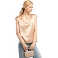 LilySilk Basic Cap Sleeves 22MM Silk T Shirt Relaxed Fit Round Neck Shirt for Ladies Light Camel Size S