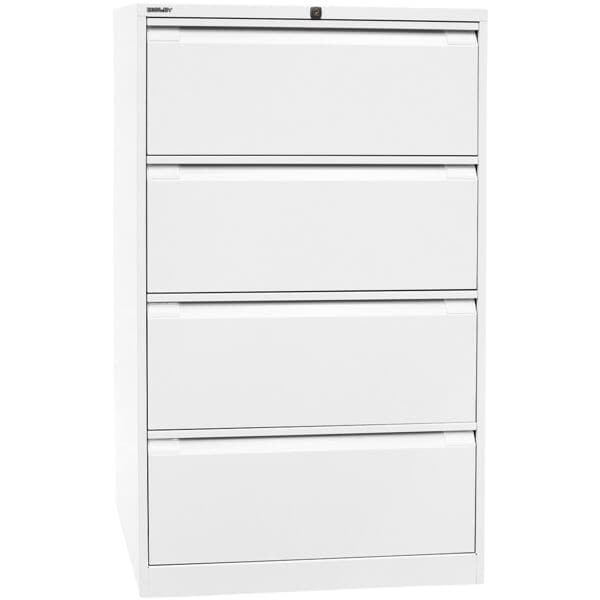 Bisley Hängeregistraturschrank A4, zweibahnig, 4 Schübe weiß, 80x132.1x62.2 cm