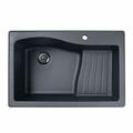 Swan Granite 33" x 22" Double Basin Drop-In Kitchen Sink Granite in Black/White | 10 H x 33 W x 22 D in | Wayfair QZ03322AD.077