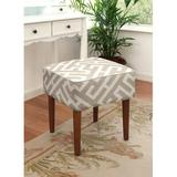 George Oliver Sameer Vanity Stool Linen/Wood/Upholstered in Gray/Brown | 19 H x 17 W x 17 D in | Wayfair FADEFECD0D034EADBD7DED2C5FE3EBED
