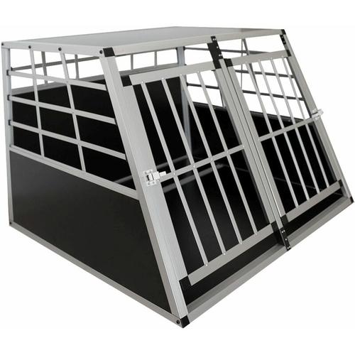 Juskys - Alu Hundetransportbox – Auto Hundebox robust & pflegeleicht, Gittertür verschließbar,