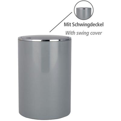 Schwingdeckeleimer Inca Grey, hochwertiger Kunststoff, 5 Liter, Grau, Kunststoff (abs) grau chrom