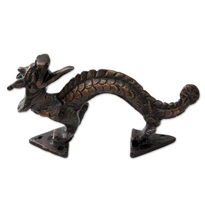 Dragon Passage,'Antiqued Indian Dragon Door Handle in Copper Plated Brass'
