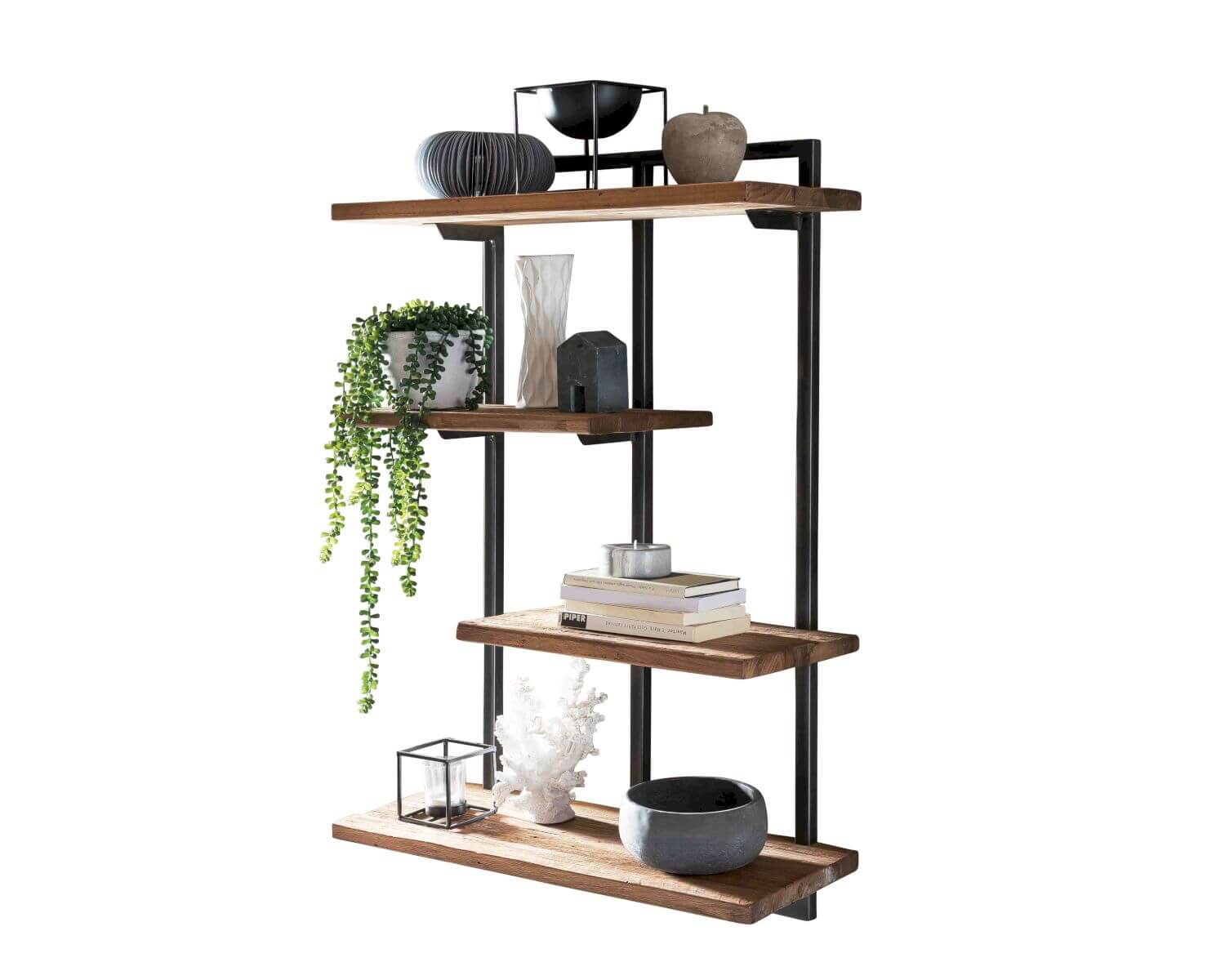 SIT Romanteaka Wandregal Teak & Metall 4 Böden