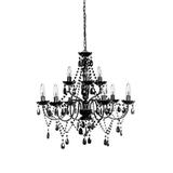 Gypsy Color 9 Light Black Hardwire Flush Mount Chandelier H26 x W27 Black Metal Frame with Black Acrylic Crystals & Beads