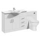 VeeBath Linx White Bathroom Furniture Combination Set with Vanity Basin Cabinet WC Toilet Unit Pan Cistern Pack (1550mm)
