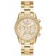 Michael Kors Watch for Women Ritz, Quartz Chronograph Movement, 37 mm Gold Stainless Steel Case with a Stainless Steel Strap, MK6597