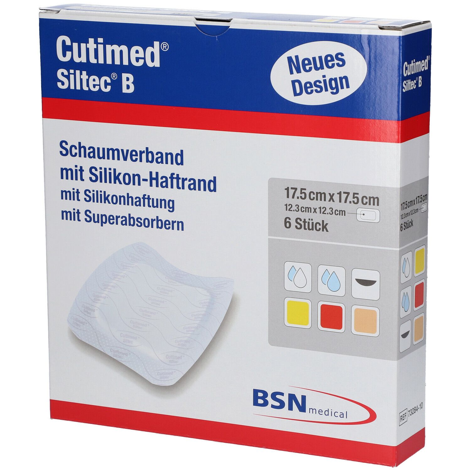 Cutimed Siltec B Schaumverb.17,5x17,5 cm m.Haftr. 6 St Kompressen Image