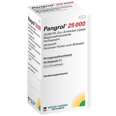 Pangrol 25.000 Hartkps.m.magensaftr.überz.Pell. 50 St Hartkapseln mit magensaftresistent überz. Pellets Image
