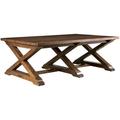 MacKenzie-Dow Yesterday River Solid Wood Cross Legs Coffee Table Wood in Brown | 20 H x 56 W x 36 D in | Wayfair 6-5040_Porter