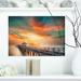 Design Art Wooden Bridge under Colorful Sky Sea Bridge Photographic Print on Wrapped Canvas in Orange | 8 H x 12 W x 1 D in | Wayfair PT10576-12-8