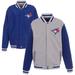 Men's JH Design Gray Toronto Blue Jays Embroidered Reversible Full Snap Fleece Jacket