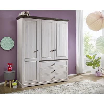 3S Frankenmöbel »Jolina« Massivholz Kleiderschrank 3-türig, weiss gewachst Image