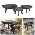 CKB LTD Fire Pit Garden Outdoor Patio ñ SMALL Burner With Handles Rustic Heavy Duty | Free Standing Round Bowl Made From Raw Steel Brazier Available in 3 Sizes (Small - H34.5 x W55 x D55cm)